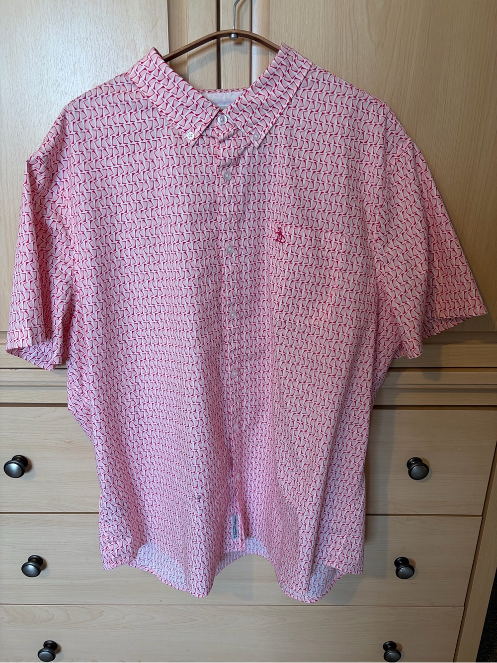Original Penguin Pink Geometric Short-Sleeve Button-Down Camp Shirt